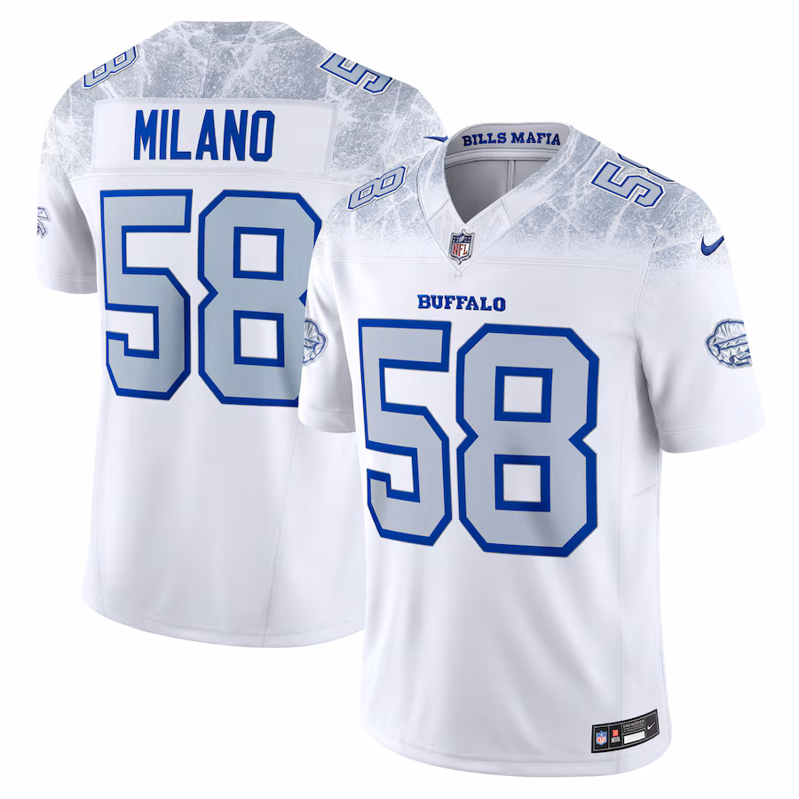 Men's Buffalo Bills Matt Milano Nike White 2025 Rivalries Collection Limited Jersey - Jersey
