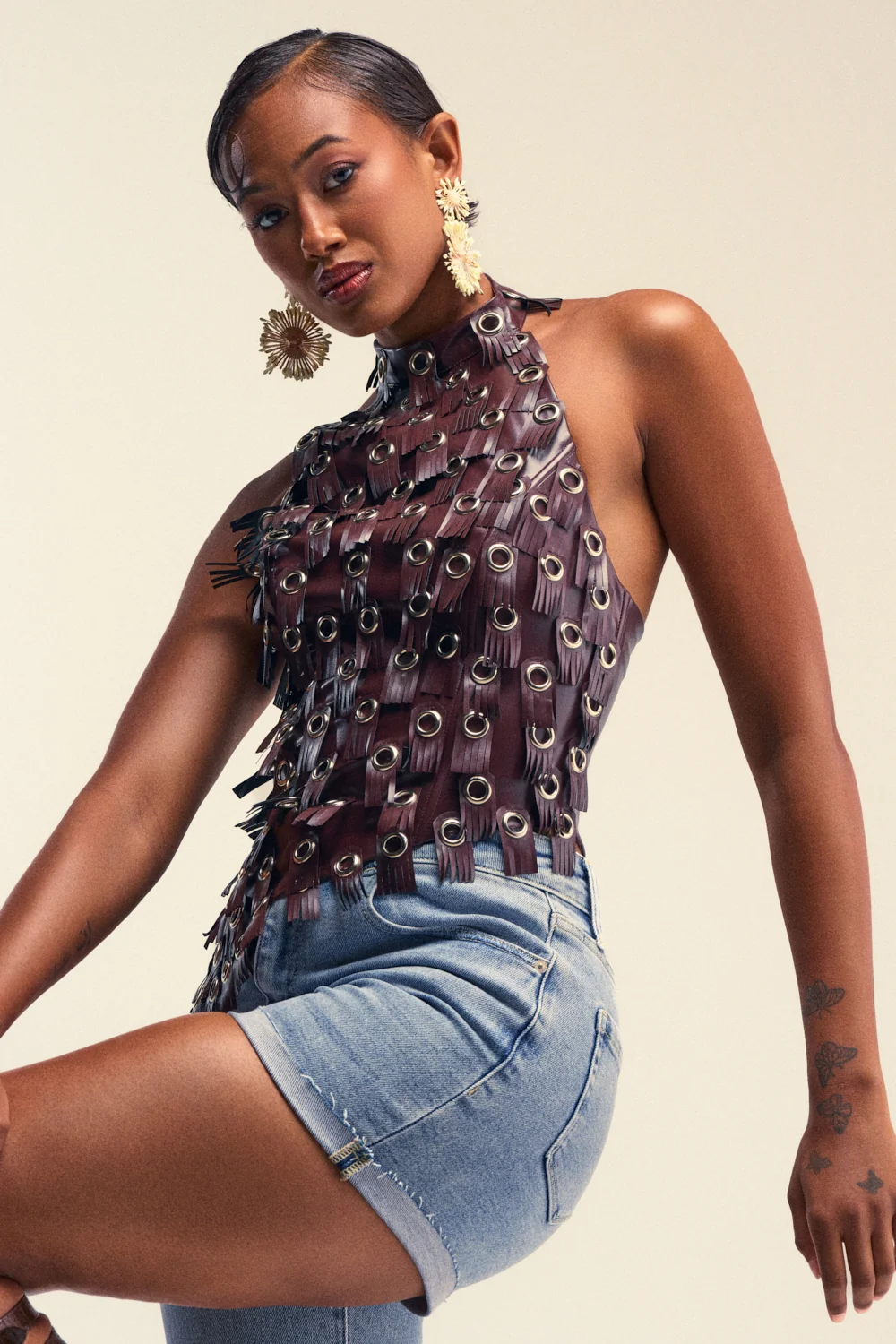 BRING ME LUCK FAUX LEATHER HALTER NECK - Akira Wear