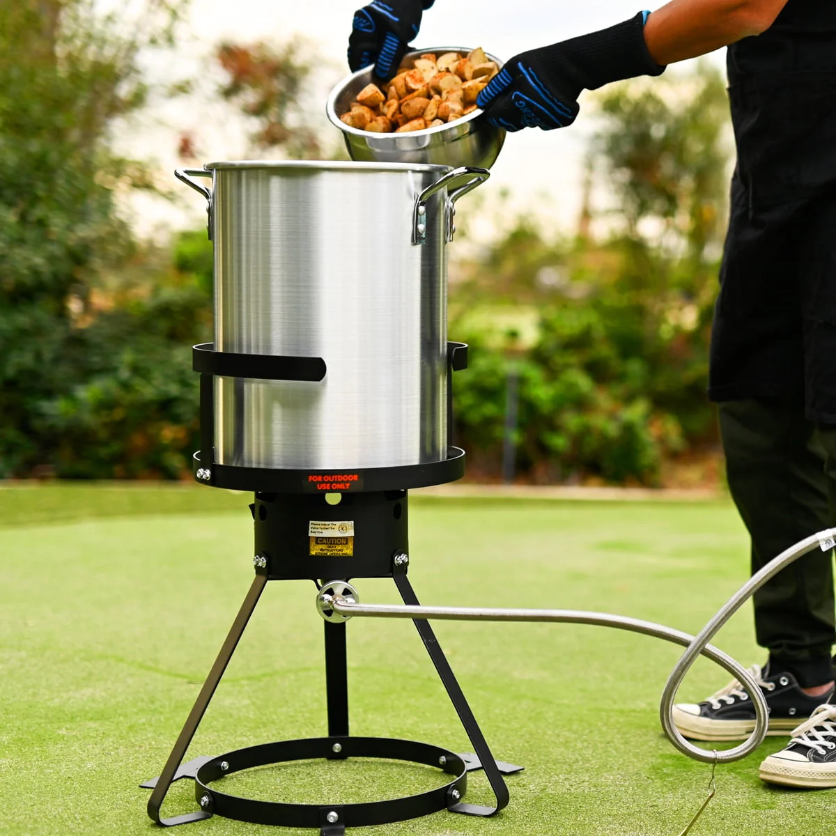 Barton 30QT Aluminum Turkey Deep Fryer Pot Boiling Seafood Cajun Lid Gas Stove Burner Stand Injector Thermometer