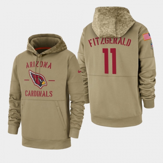 Men's Arizona Cardinals #11 Larry Fitzgerald 2019 Salute to Service Sideline Therma Pullover Hoodie - Tan - Jersey