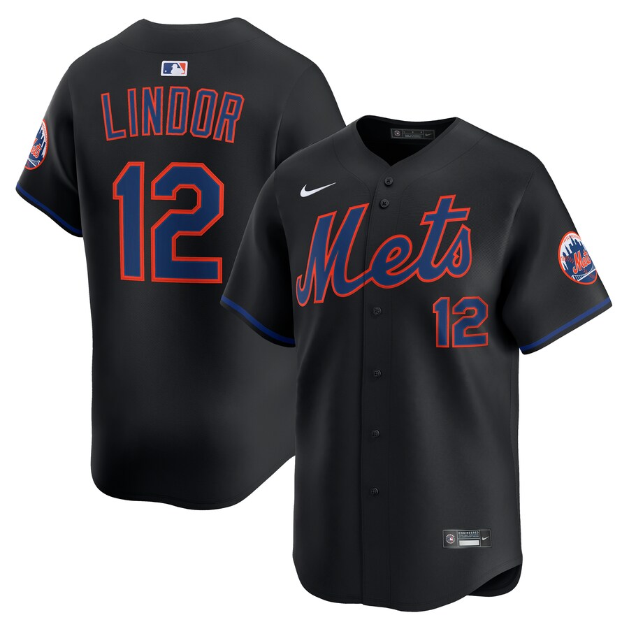 Men's New York Mets Francisco Lindor Nike Black Alternate Limited Jersey - Jersey