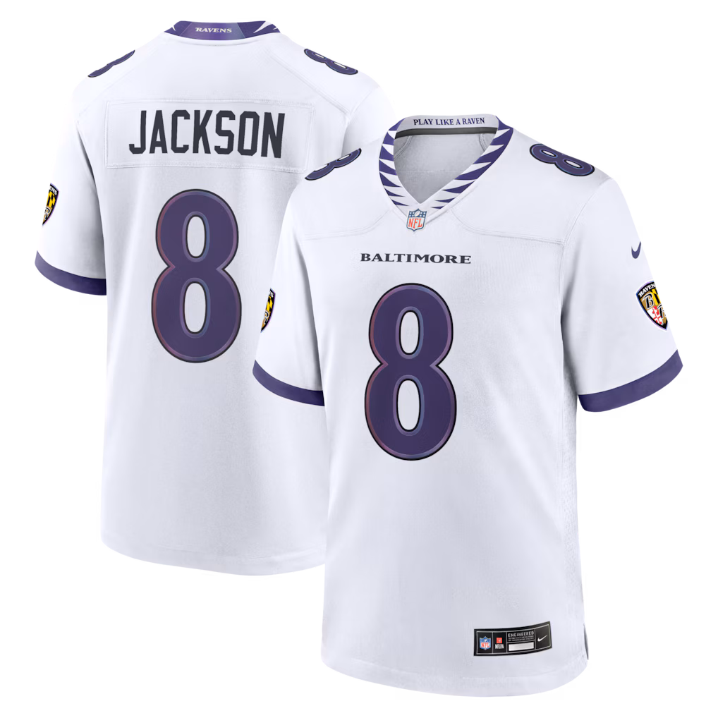 Men's Baltimore Ravens Lamar Jackson Nike White Game Jersey - Jersey