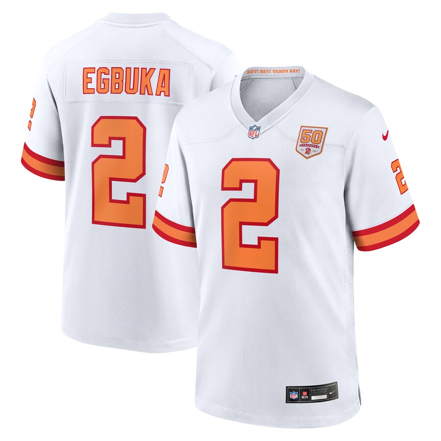 Men's '76 Tampa Bay Buccaneers Emeka Egbuka Nike White Alternate 50th Season Game Jersey - Jersey