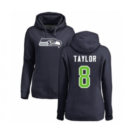 Football Women's Seattle Seahawks #8 Jamar Taylor Navy Blue Name & Number Logo Pullover Hoodie - Jersey