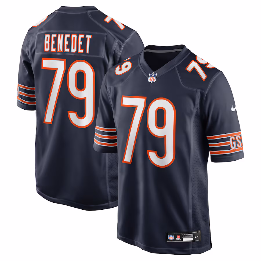 Men's Chicago Bears Theo Benedet Nike Navy Team Game Jersey - Jersey