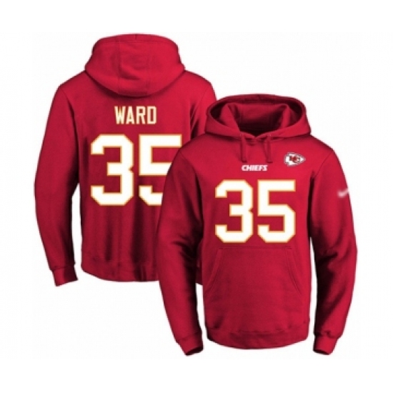 Football Men's Kansas City Chiefs #35 Charvarius Ward Red Name & Number Pullover Hoodie - Jersey