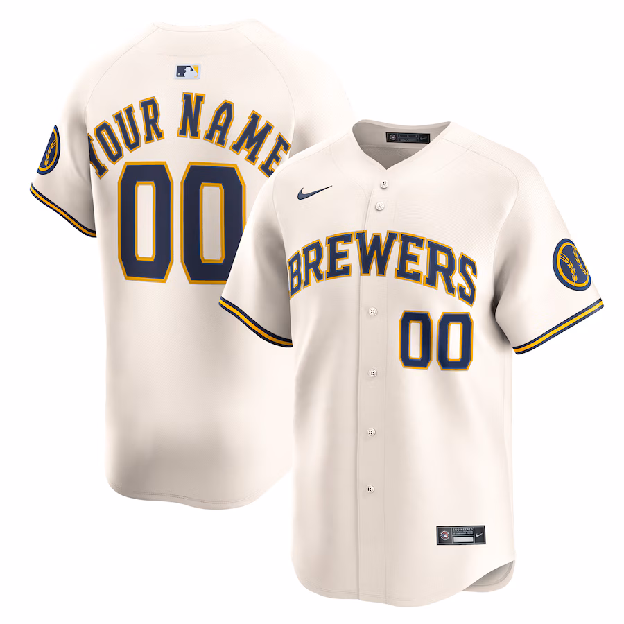 Men's Milwaukee Brewers Nike Cream Home Limited Custom Jersey - Jersey