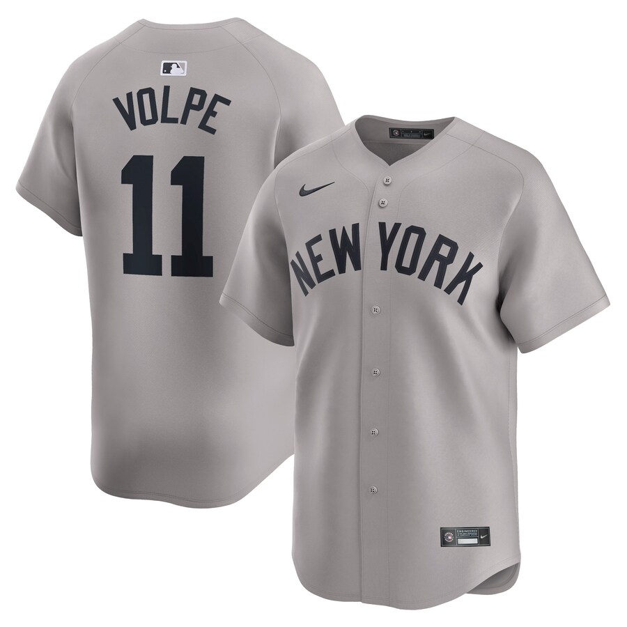 Men's New York Yankees Anthony Volpe Nike Gray Away Limited Player Jersey - Jersey