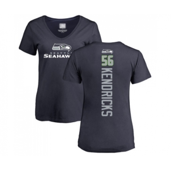 Football Women's Seattle Seahawks #56 Mychal Kendricks Navy Blue Backer T-Shirt - Jersey