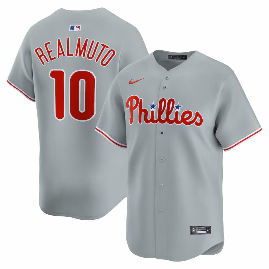 Men's Philadelphia Phillies J.T. Realmuto Nike Gray Road Limited Player Jersey - Jersey