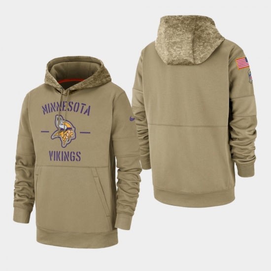 Men's Minnesota Vikings Tan 2019 Salute to Service Sideline Therma Pullover Hoodie - Jersey