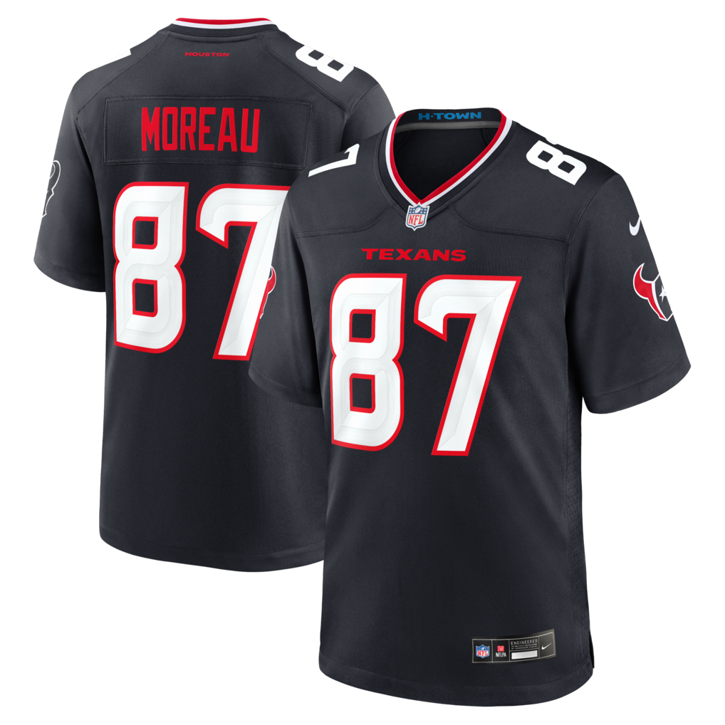 Men's Houston Texans Foster Moreau Nike Navy Team Game Jersey - Jersey