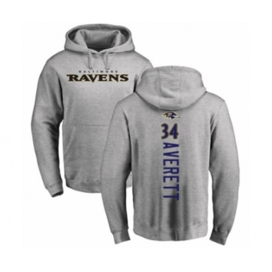 Football Baltimore Ravens #34 Anthony Averett Ash Backer Pullover Hoodie - Jersey
