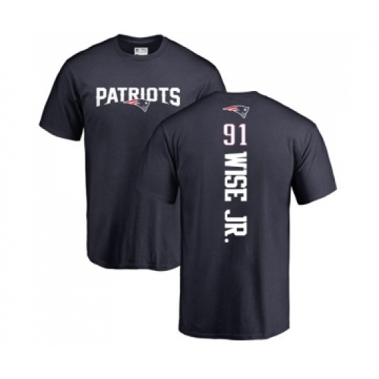 Football New England Patriots #91 Deatrich Wise Jr Navy Blue Backer T-Shirt - Jersey