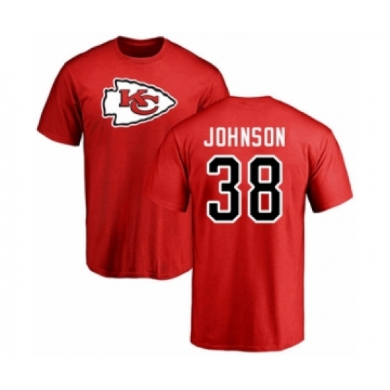 Football Kansas City Chiefs #38 Dontae Johnson Red Name & Number Logo T-Shirt - Jersey