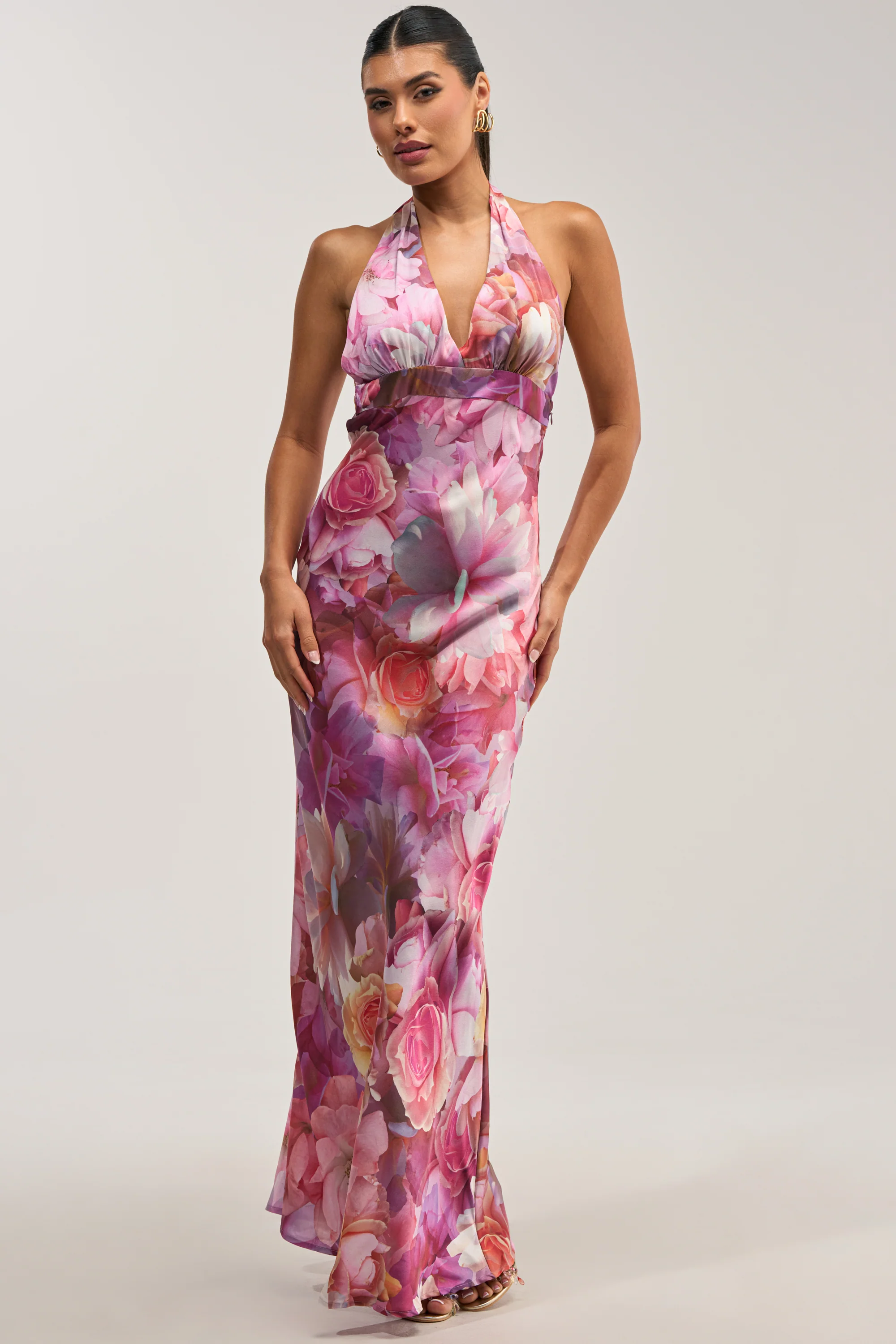 HOPELESS ROMANTIC FLORAL SATIN MAXI DRESS - Akira Wear