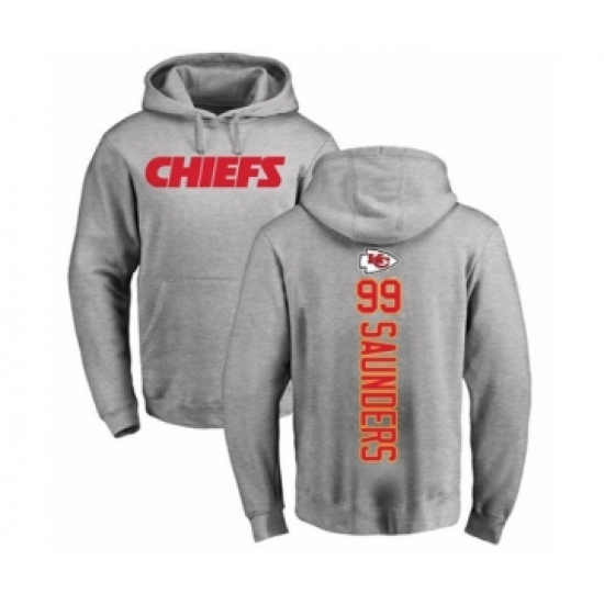 Football Kansas City Chiefs #99 Khalen Saunders Ash Backer Pullover Hoodie - Jersey