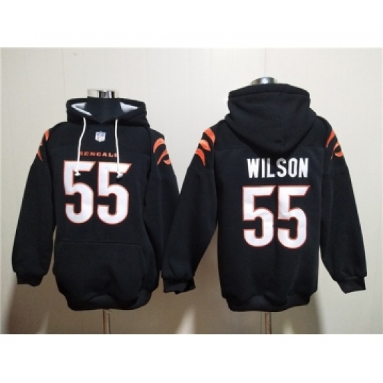 Men's Cincinnati Bengals #55 Logan Wilson Black Pullover Hoodie - Jersey