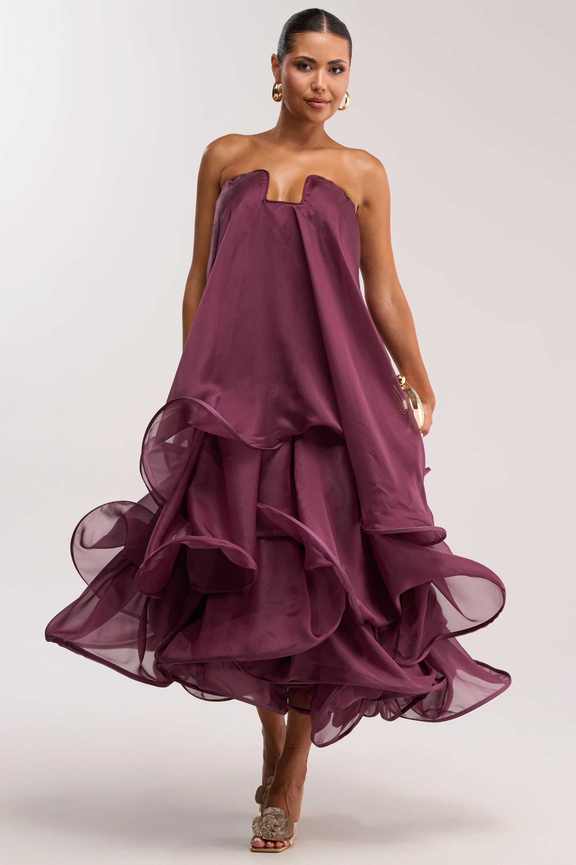 BUDDING ROMANCE ABSTRACT MAXI DRESS IN PURPLE - Akira Wear