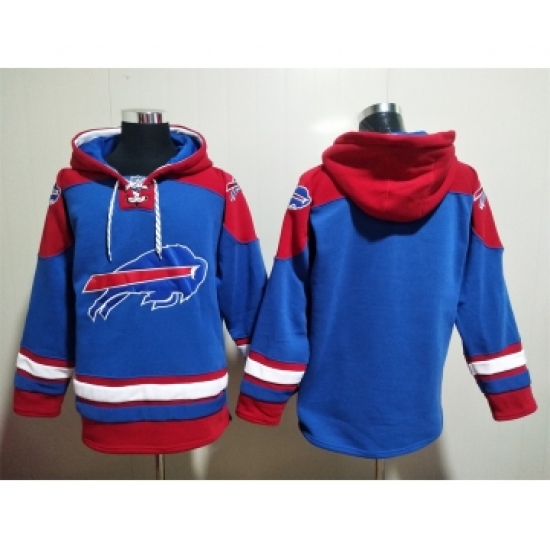 Men's Buffalo Bills Blank Blue Ageless Must Have Lace Up Pullover Hoodie - Jersey