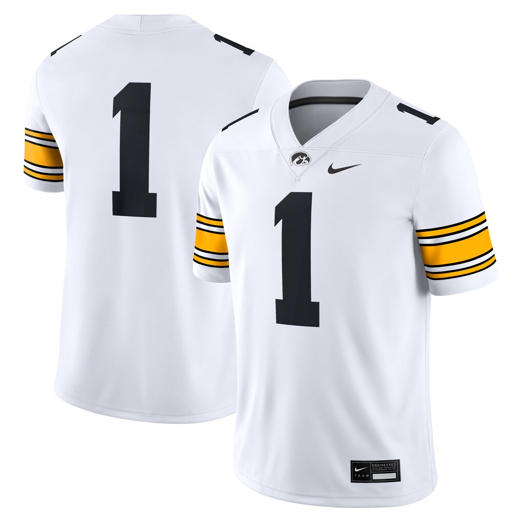 Men's Nike #1 White Iowa Hawkeyes Game Jersey - Jersey