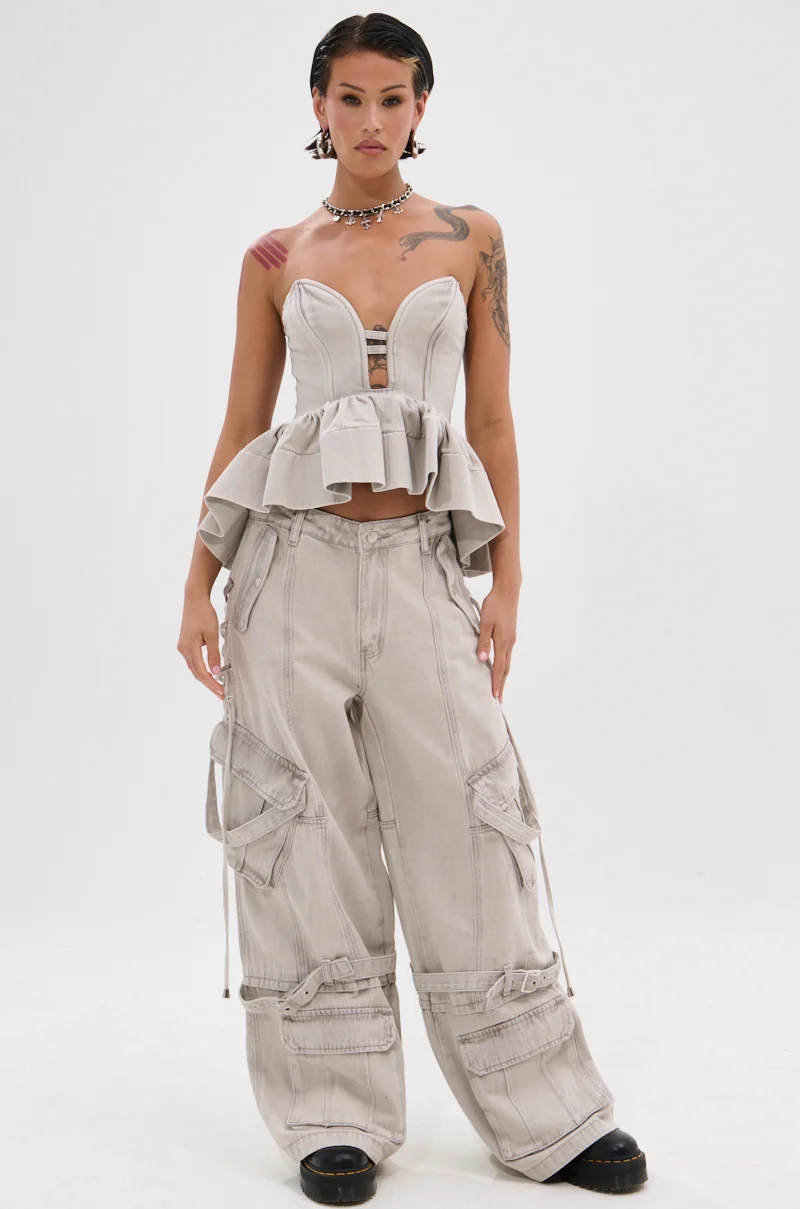 KARA DENIM CARGO PANT - Akira Wear