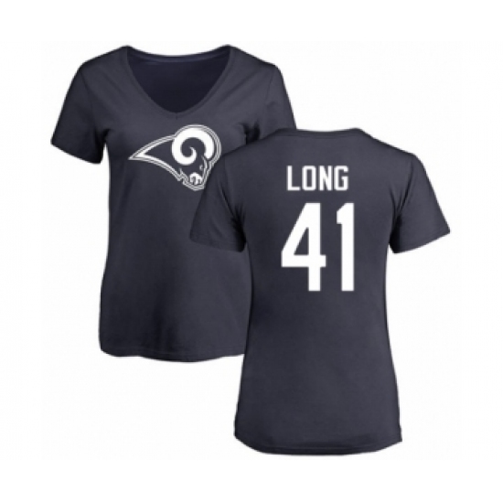Football Women's Los Angeles Rams #41 David Long Navy Blue Name & Number Logo Slim Fit T-Shirt - Jersey