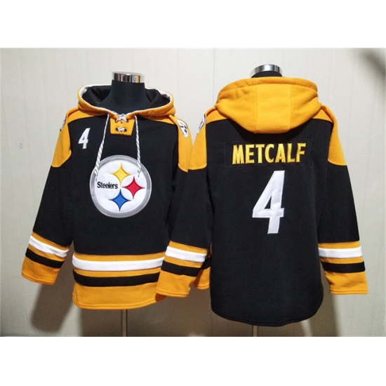 Men's Pittsburgh Steelers #4 DK Metcalf Black Ageless Must-Have Lace-Up Pullover Hoodie - Jersey