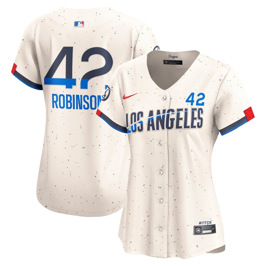 Women's Los Angeles Dodgers Jackie Robinson Nike Cream City Connect Retired Limited Jersey - Jersey