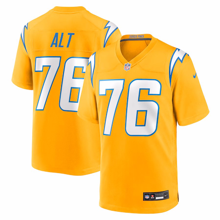 Men's Los Angeles Chargers Joe Alt Nike Gold Alternate Charger Power Game Player Jersey - Jersey