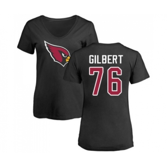 Football Women's Arizona Cardinals #76 Marcus Gilbert Black Name & Number Logo T-Shirt - Jersey