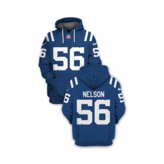 Men's Indianapolis Colts #56 Quenton Nelson 2021 Blue Pullover Football Hoodie - Jersey