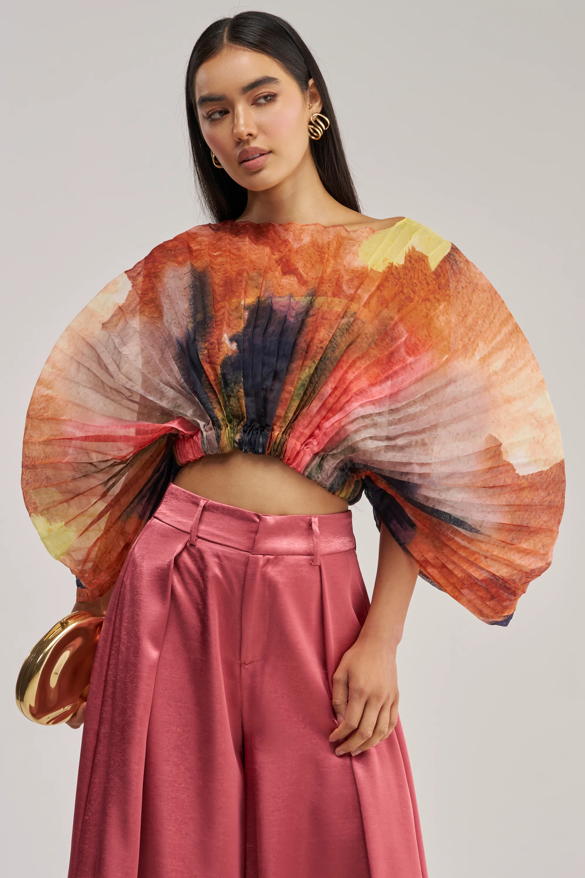 WATERCOLORS CHIFFON FAN TOP - Akira Wear
