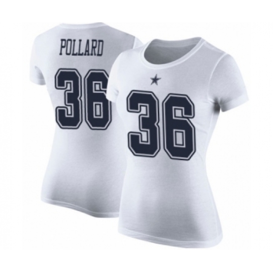 Football Women's Dallas Cowboys #36 Tony Pollard White Rush Pride Name & Number T-Shirt - Jersey