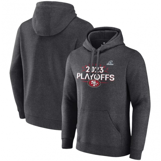 Men's San Francisco 49ers Heather Charcoal 2023 Playoffs Fleece Pullover Hoodie - Jersey