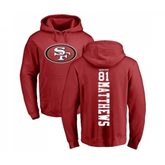 Football San Francisco 49ers #81 Jordan Matthews Red Backer Pullover Hoodie - Jersey