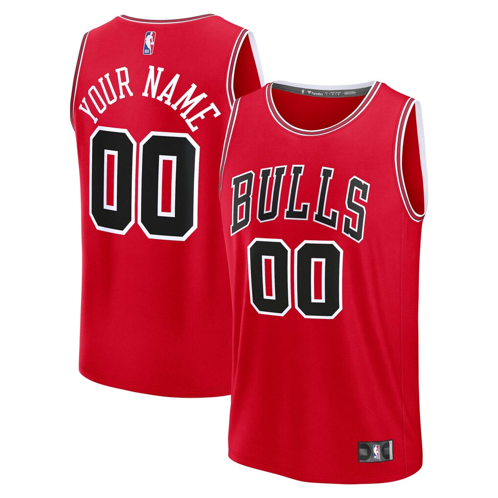 Men's Chicago Bulls Fanatics Red Fast Break Custom Jersey - Icon Edition - Jersey