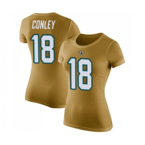 Football Women's Jacksonville Jaguars #18 Chris Conley Gold Rush Pride Name & Number T-Shirt - Jersey