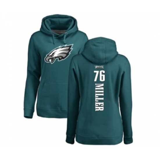 Women's Philadelphia Eagles #76 Shareef Miller Green Backer Pullover Hoodie - Jersey