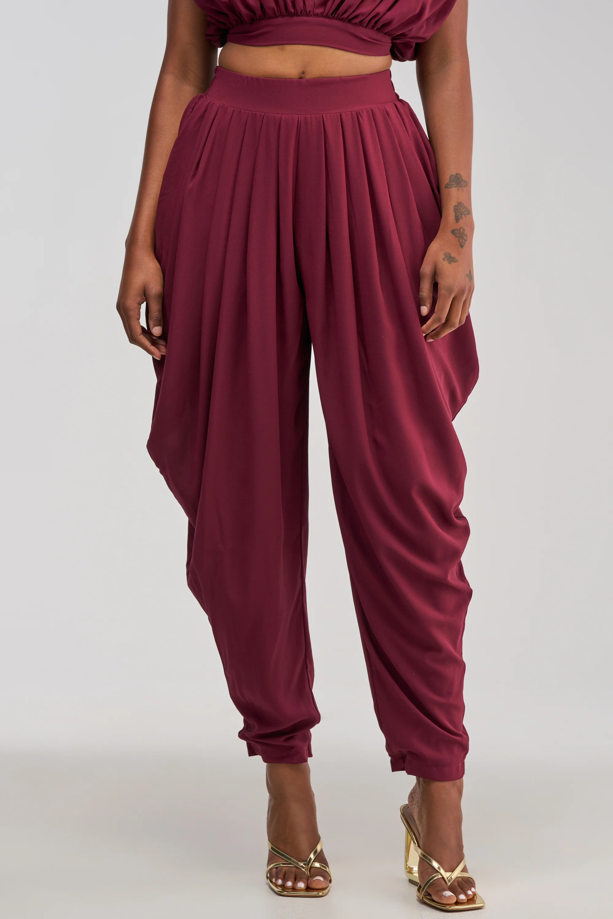 READY TO DANCE SLINKY PANT IN BURGUNDY - Akira Wear