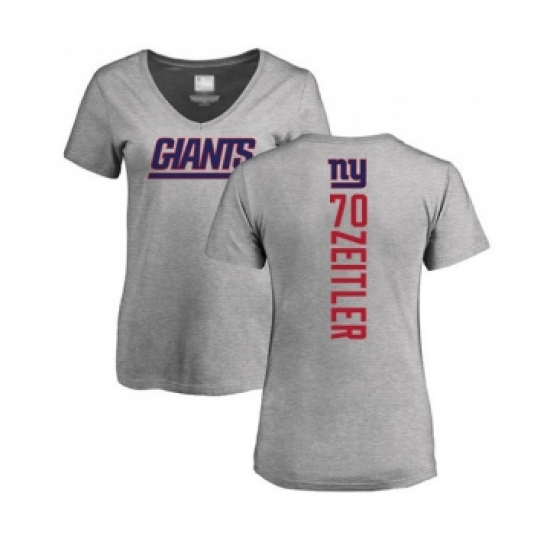 Football Women's New York Giants #70 Kevin Zeitler Ash Backer T-Shirt - Jersey