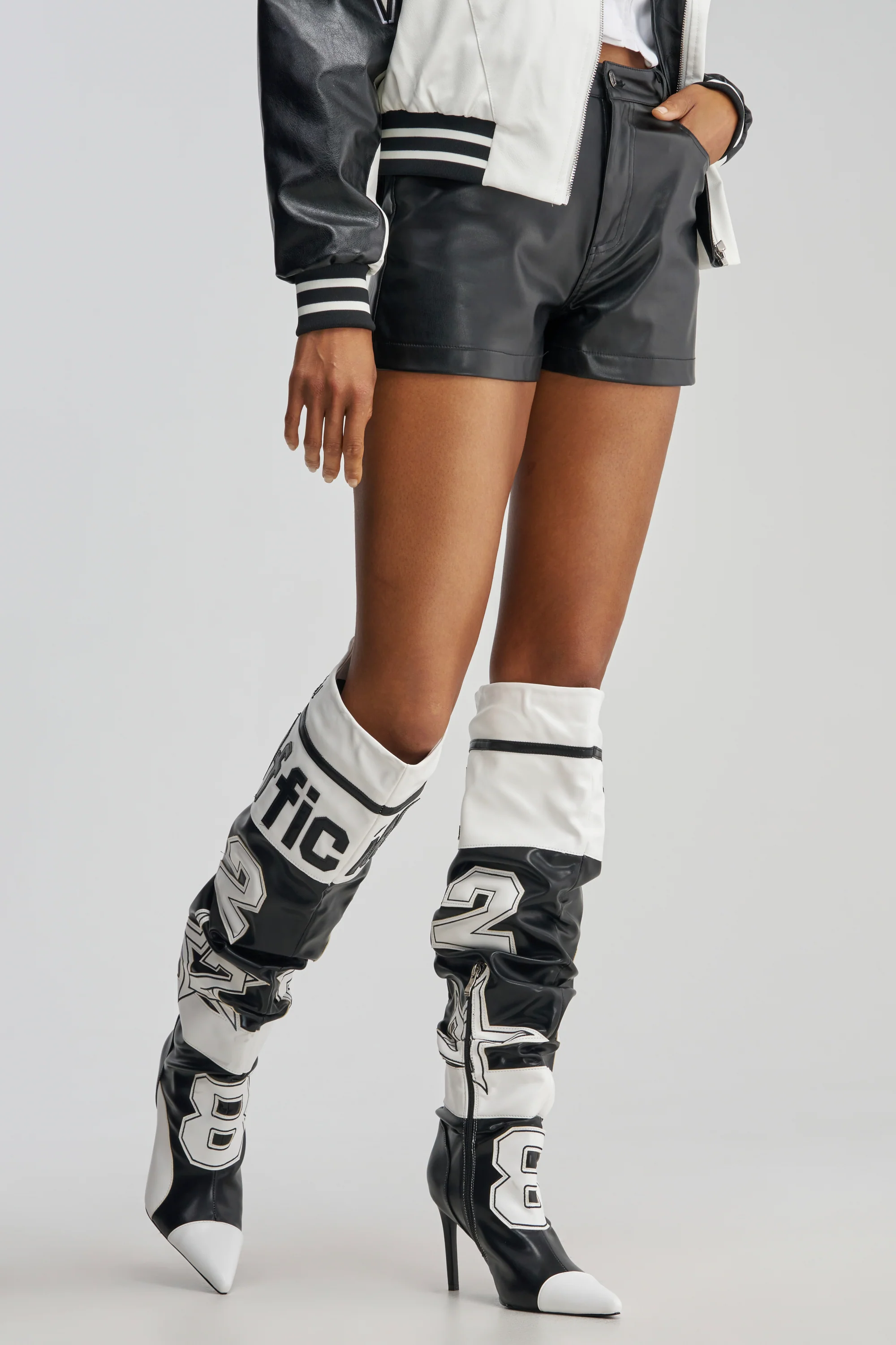 AKIRA GOLD HYPE COLOR BLOCKED SPORTY STILETTO BOOT - Akira Wear