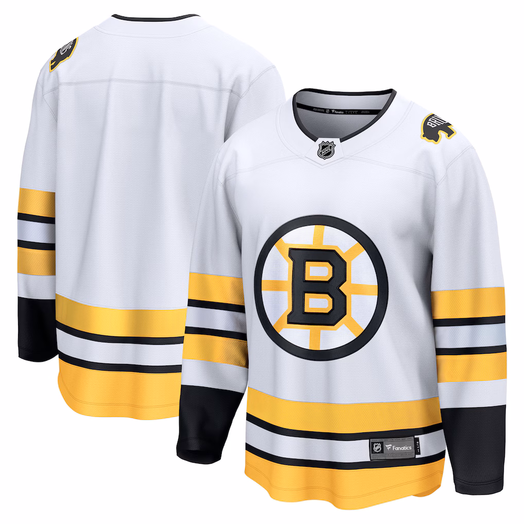 Men's Boston Bruins Fanatics White Away Breakaway Jersey - Jersey
