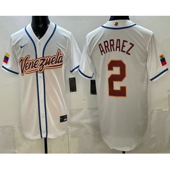 Men's Venezuela #2 Luis Arraez White 2026 World Baseball Classic Cool Base Jersey - Jersey
