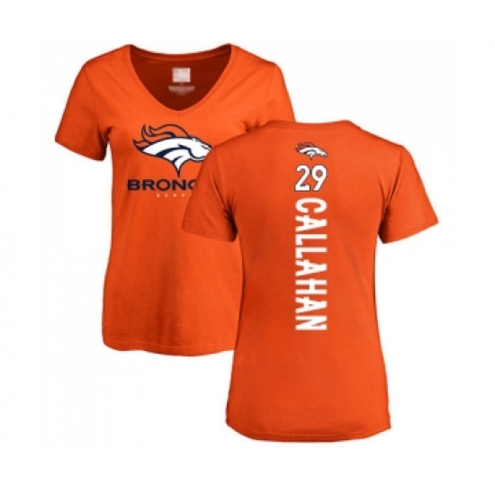 Football Women's Denver Broncos #29 Bryce Callahan Orange Backer T-Shirt - Jersey