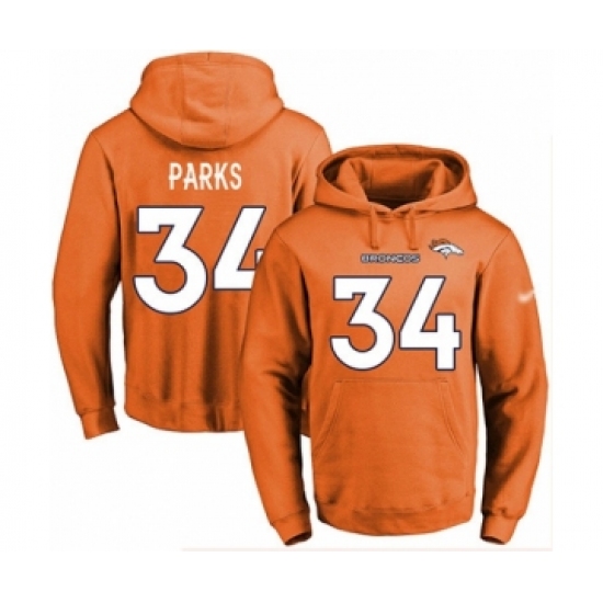 Football Men's Denver Broncos #34 Will Parks Orange Name & Number Pullover Hoodie - Jersey