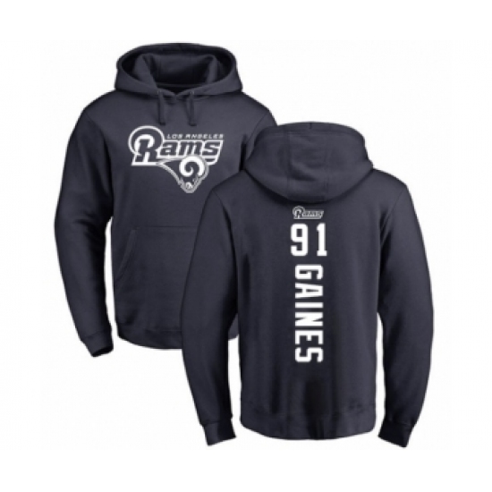 Football Los Angeles Rams #91 Greg Gaines Navy Blue Backer Pullover Hoodie - Jersey