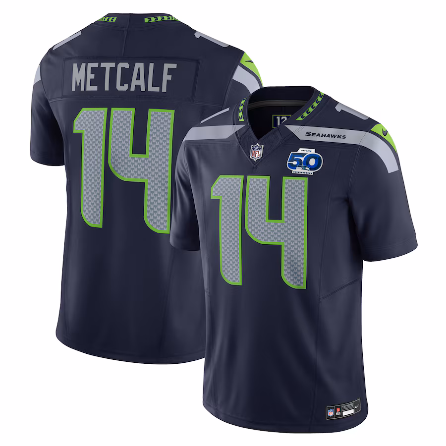 Men's Seattle Seahawks DK Metcalf Nike College Navy 50th Season Vapor F.U.S.E. Limited Jersey - Jersey