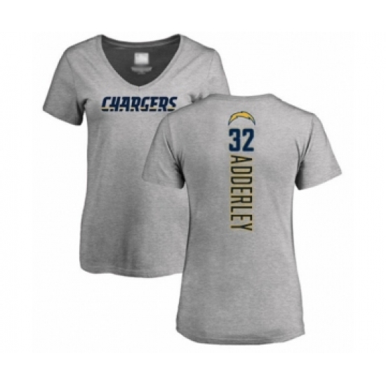 Football Women's Los Angeles Chargers #32 Nasir Adderley Ash Backer T-Shirt - Jersey