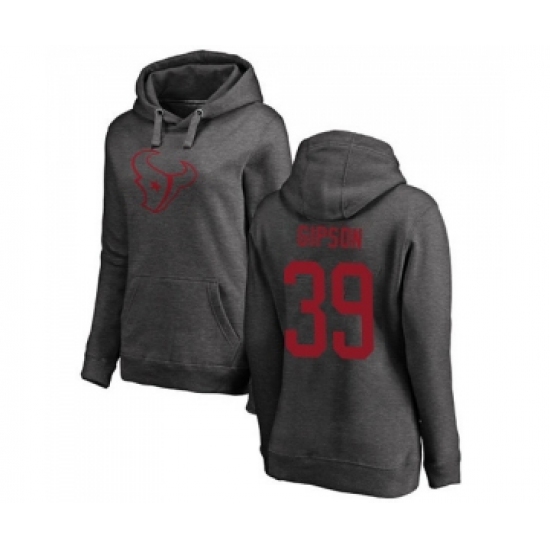 Football Women's Houston Texans #39 Tashaun Gipson Ash One Color Pullover Hoodie - Jersey